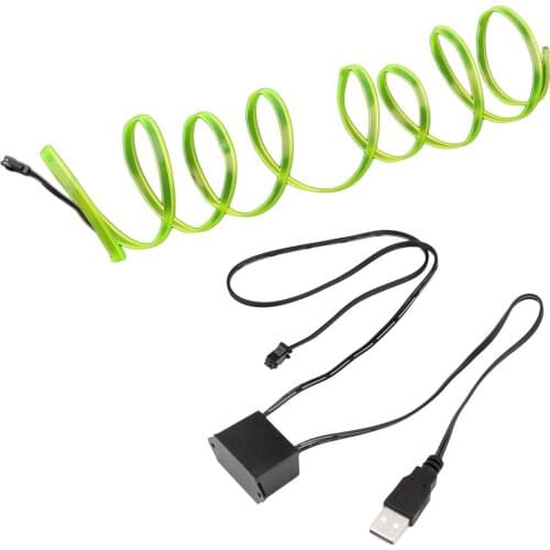 2M LED EL Light Neon Rope Car Dance Glow Light Strip + 3V/12V Controller USB Drive Car Decoration Light Car Styling Party Decor