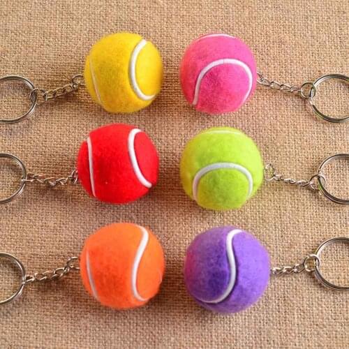2018 Fashion Mini Tennis Ball Shaped Keychains Sports Keyrings for Gifts with Free shipping