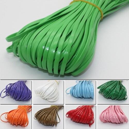 5M Multicolor Shiny Braided PU Leather Strap Findings 2/3/4mm Flat Leather Cord String Rope DIY Necklace Bracelet Making