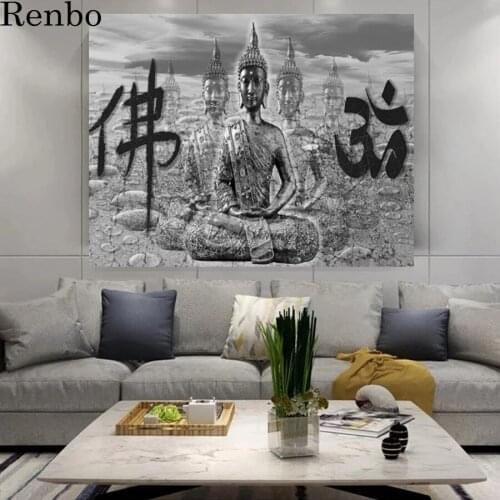 Large Buddha Zen Abstract diy 5d diamond painting full square round drill diamond mazayka embroidery praying buddha wall Decor
