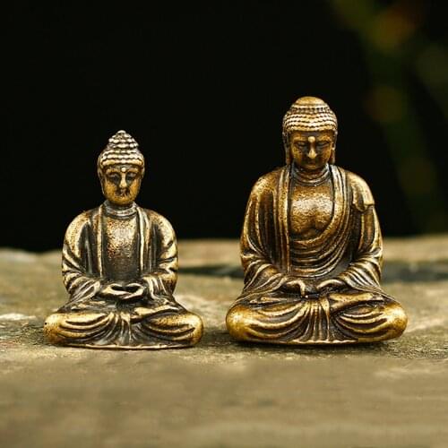 Antique Pure Copper Mini Pocket Buddha Statue Decoration Bronze Miniature Figurines Home Decor for Living Room Desktop Ornament
