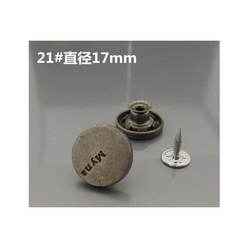 Free shipping 10pcs/lot ancient silver letter metal zinc alloy clasp shook head buttons clothes cowboy pants jeans buttons 17mm
