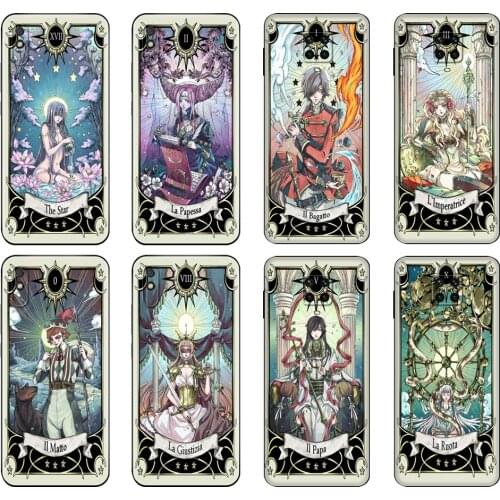Black tpu Case For Xiaomi Redmi 7A 8 8A 9 9A 9C Case Redmi Note 8T 8 Pro T Note 9 9S 9 Pro Case Tarot card moon star