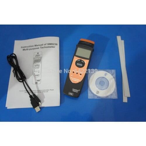 SM8238 Digital Multi-Functional Recording Tachometer RPM Record Meter Tester ,2.5~99,999RPM with USB interface