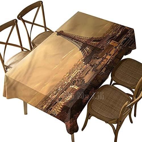 Eiffel Tower Summer Sunset Roof Oil Proof Stainproof And Waterproof Polyester Washable Table Cloth