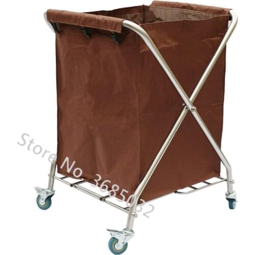 Hotel Folding storage basket with wheel home trolley with stainless steel frame quilt room service package Motel cleaning car