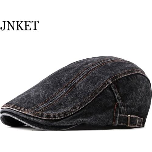 JNKET Fashion Leisure Unisex Beret Hat Washed Fabric Peaked Cap Flat Caps Outdoor Travel Sunhat Duckbill Cap Denim Cap