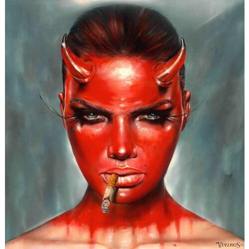 High quality Oil painting Canvas Reproductions DEVIL MADE ME DO IT by Brian M.Viveros Painting hand painted