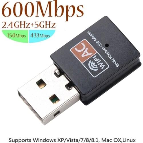 Kebidu USB Wifi Adapter 600Mbps Wireless Network Card Ethernet Antena Wifi Receiver USB LAN AC Dual Band 2.4G 5GHz for PC Dongle