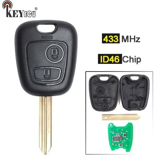 KEYECU 433MHz ID46 Chip Replacement Remote Car Key Fob 2 Button for Peugeot Partner Expert Boxer SX9