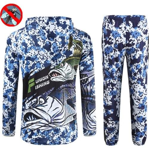 Fishing Uniform Summer UV Sun Protection Clothing Set Quick Dry Breathable Clothes Men Outdoor Tshirt Hooded Tops Pants Ropa 4XL