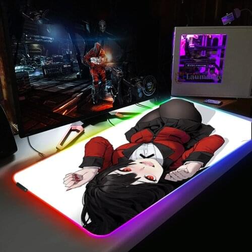 Kakegurui Yumeko Jabami RGB Mouse Pad Laptop Extended Desk Protector LED Light Non-Slip Speed Soft Backlight Mouse Pad Mat Desk