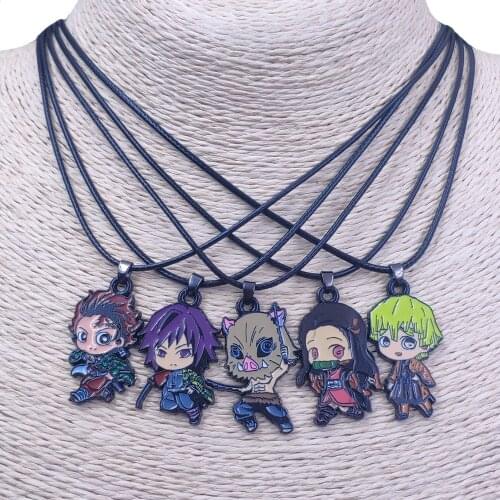 Demon Slayer Kamado Tanjirou Kamado Nezuko Enamel Pendant Necklace Jewelry Gift For Women Male Female Cartoon Rope CL001-020
