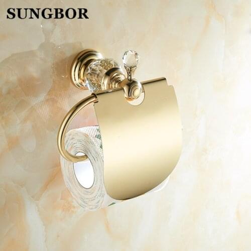 4 Color Crystal Brass Bathroom Toilet Roll Paper Box Holder Gold Toilet Paper Holder Paper Holder Tissue Box SH-99908K