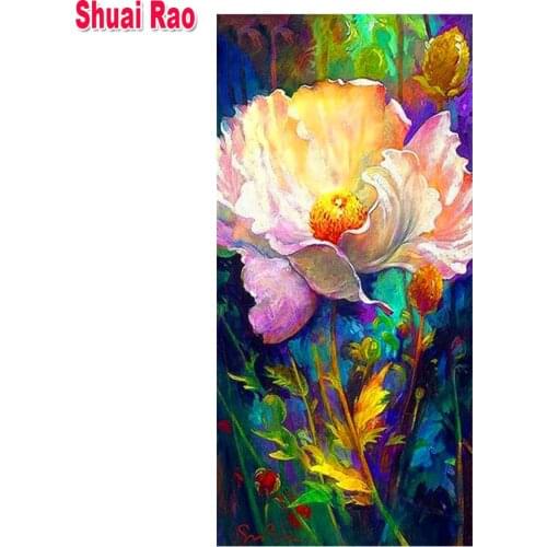 Poppy Diamond Mosaic Full Square Round Rhinestones Flower Diamond Painting Picture Of Rhinestones Plant Home Decor large Size