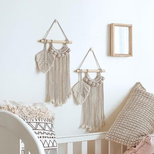 Nordic Handmade Macrame Moon Dream Catcher Wall Hanging Tapestry Home Decoration