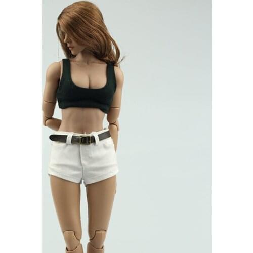 1/6 Scale Women White Ultra Short Vest Clothing Female Sexy Hot Pants Clothes Suit 12" Action Figure Body Toys Doll Collection
