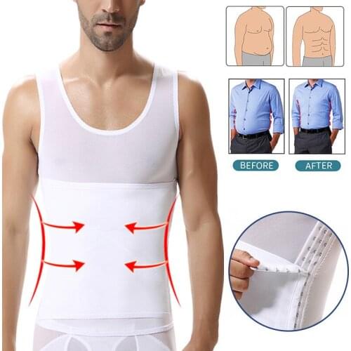 Mens Shapewear Tank Tops Mesh Breathable Body Shapers Hook Closure Adjustable Tummy Control Waist Trainer Slimming Vest