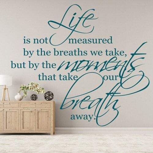Wall Decal Life is Not Measured Inspirational Quote Vinyl Stickers Bedroom Living Room Interior Decor Art Lettering Mural M845
