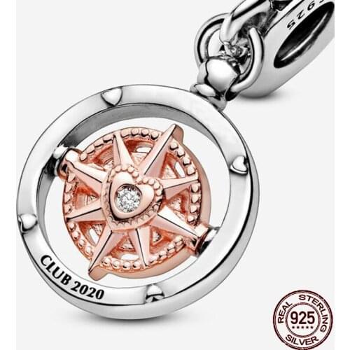 Genuine 925 Sterling SilverRose Gold Love Ferris Wheel Fit Original 3mm Bracelet& Bangle Making Fashion DIY Jewelry For Women