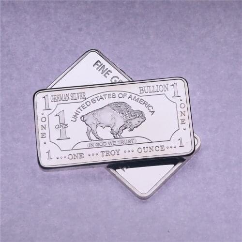 German Mint 1 Troy Ounce Buffalo German Silver Bullion Bar Replica Coins Collection with Acrylic Protection Capsules