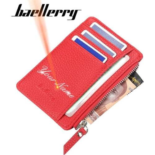 2021 New Mini Women Wallets Card Wallets Name Engraving Zipper PU Leather Top Quality Fashion Female Purse Card Holder Wallet