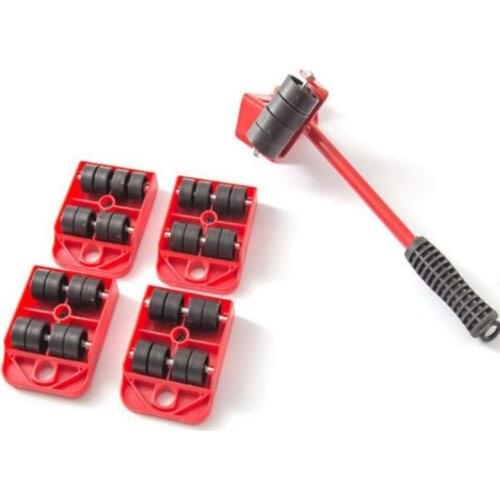Furniture Mover Tools Transport Lifter Heavy Stuffs Moving 4 Wheeled Roller Universal Pulley with 1 Bar