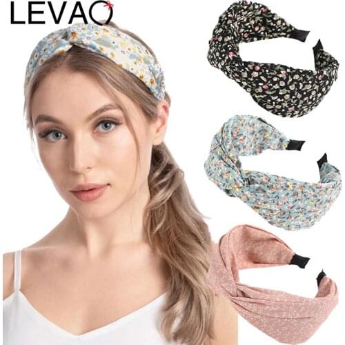 LEVAO Floral Print Headband Girls Fashion Cross knot Hairband Bezel Hair Hoop for Women Fabric Headbands Headwrap Headwear