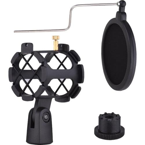 Plastic Microphone Shock Mount Anti-vibration Mic Holder Stand with Filter Screw Adapter for Diameter 2cm-4cm Thin Condenser Mic