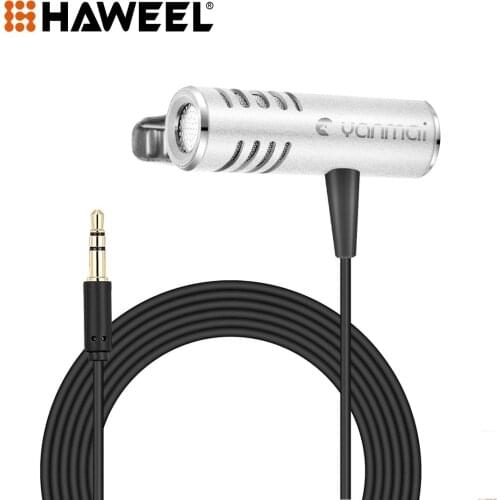 Professional Clip-on Lapel Mic Lavalier Omni-directional Double Condenser Microphone Silver Yanmai R933