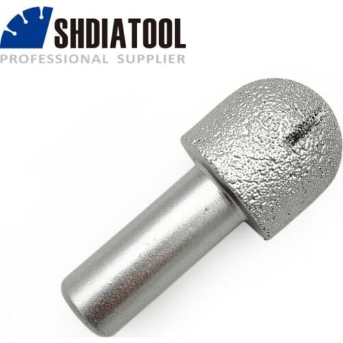 SHDIATOOL No.12 Radius 12mm Round Brazed Diamond Router Bits With 1/2" Shank Slab Edge Profile Staight Knife Router Cutter