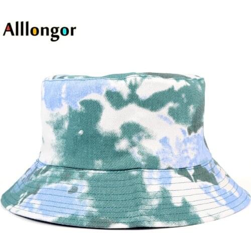 Tie dye Bucket Hats Women Men 2020 Summer Caps Graffiti Painting Clouds Print bob chapeau gorro pescador panama Fisherman Hat
