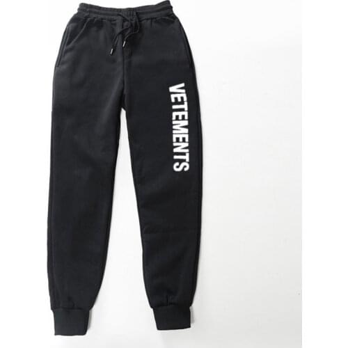 Mens Sweatpants VETEMENTS print Joggers Lounge Pants Pockets Outdoor Hiking Running Trousers Streetwear SweatpantS