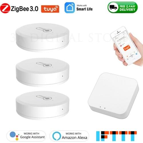 Tuya ZigBee Smart Temperature And Humidity Sensor Work With Zigbee Gateway Hub Via Alexa Google Home SmartLife/Tuya App Control