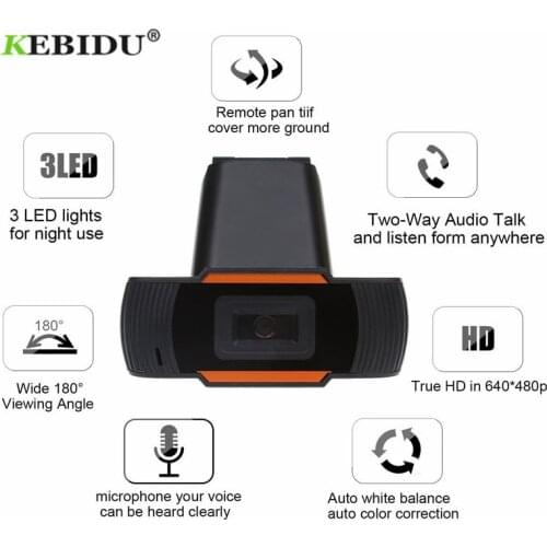 KEBIDU A870 HD Camera Webcam 12.0MP USB Webcam Web Computer Camera Digital Video Built-in Microphone Clip-on Loptop 720p 480p