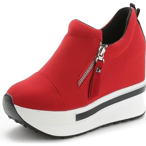 Women Tennis Shoes Sneakers Basket Femme Thick Bottom Platform Zipper Breathable Woman Shoes Ladies Height Wedge Shoes