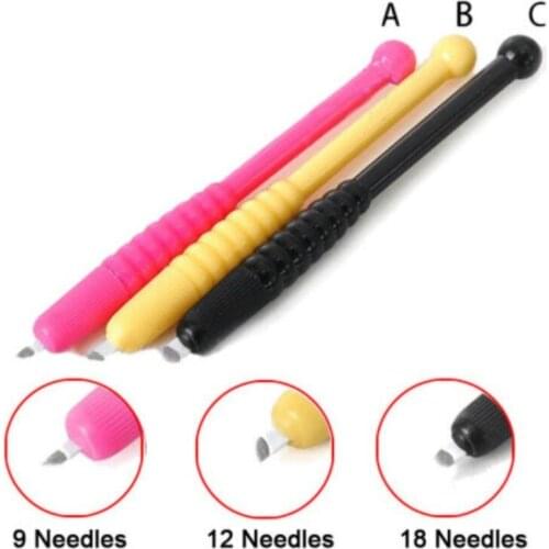 10 Pcs/Pack Permanent Eyebrows Makeup Manual Disposable Blade Pen Machine 9/12 Curved 18 U Shape Pin Needle