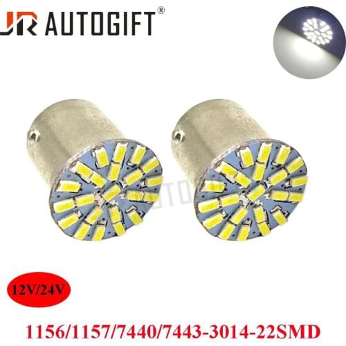 200PCS 12V 24V S25 22 SMD P21W 1156 BA15S 3014 22 Led Car Turn Lamp Tail Parking Light Reverse Light Brake Light Parking Lamp