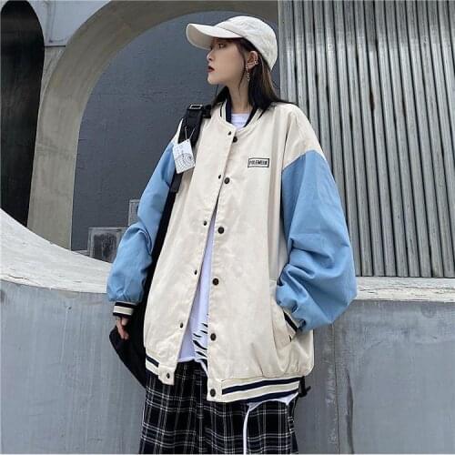 2021 traf Korean version of Harajuku wild loose tooling jacket double oversized jacket baseball uniform jacket women veste femme