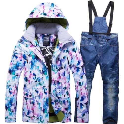 2019 Women Snowboard Clothing Trouser Skiing Jacket Pant Windproof Waterproof Outdoor Sport Wear Female Ski Thicken Thermal Suit