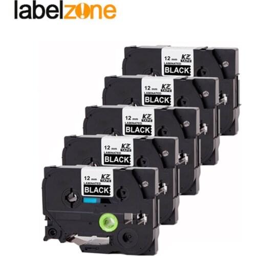 5Pcs White on black 12mm Tze335 Compatible Brother p-touch label printer Refill Label Tape Tze-335 tz-335 tze 335 tz335 ribbon