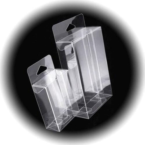 50PCS PVC Clear Plastic Packaging Boxes with Hang Hole Gift Box PVC Carry Cases Packaging Box For jewelry/Candy/toys