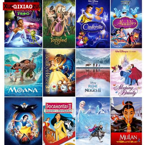 Disney Full Square/Round Cartoon Princess Diamond Embroidery Paintings Cross Stitch Kit 5D Diy Mosaic Home Decoration 2021New