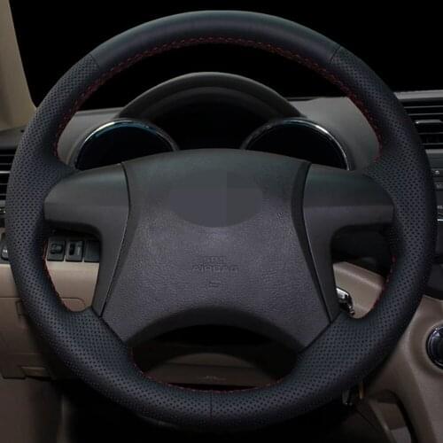 DIY Black Genuine Leather Car Accessories Steering Wheel Cover For Toyota Highlander Camry Isis Mark X Zio Noah (Voxy) Previa