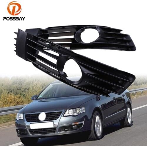 POSSBAY 2Pcs Car Fog Light Covers Black Grille Design with Fog Lamp Hole for VW Passat B5.5 Sedan/Variant 2001-2005 Facelift