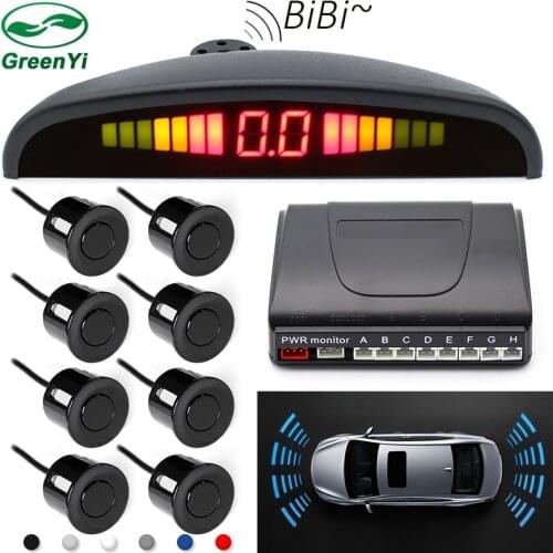 GreenYi Car Detector Reversing Radar LED display parking sensors 8 sensors reverse car-detector system parktronic parking radar