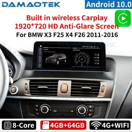 DamaoTek Android 10.0 10.25 inch car radio navigation For BMW X3 F25 X4 F26 2011-2016 car stereo dvd player android system