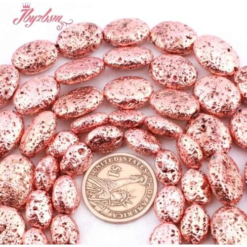 Oval Rose Volcanic Rock Lava Beads 10x14mm 15x20mm Oval Stone Loose Beads for DIY Women Jewelry Making Necklace Bracelats 15"
