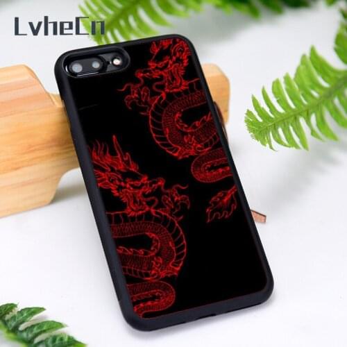 LvheCn Silicone Rubber Phone Case Cover for iPhone 6 6S 7 8 Plus X XS XR 11 12 Mini Pro Max Dragon