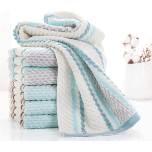 Color Strip Twill Stripe 100% Cotton Spa Seaside Face Towel For Kids Thick Soft Bath Home Beach Hand Not Fade Towel Set handtuch